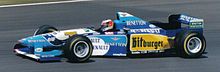 Schumacher driving for Benetton at the 1995 British Grand Prix