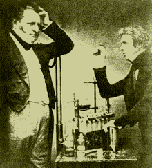 English chemists John Daniell (left) and Michael Faraday (right), credited as founders of electrochemistry today.
