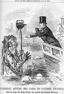 Michael Faraday meets Father Thames, from Punch (21 July 1855)