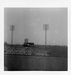 Mickey Mantle in center field, Washington DC, 1957