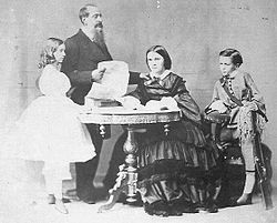 Miguel I of Portugal with his wife Princess Adelaide of Löwenstein-Wertheim-Rosenberg and their two eldest children: Maria das Neves and Miguel