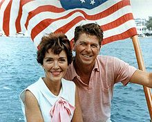 Nancy and Ronald Reagan on a boat in 1964