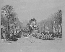 Napoleon's funeral carriage passes along the Champs-Élysées, engraving by Louis-Julien Jacottet after a drawing by Louis Marchand