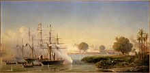 Capture of Saigon by Charles Rigault de Genouilly on 18 February 1859, painted by Antoine Morel-Fatio.
