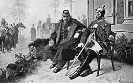Napoleon III, after his defeat and capture at Sedan in September 1870, with the victorious Fürst Otto von Bismarck.