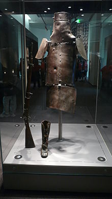 Ned Kelly's armour on display in the State Library of Victoria The apron, and one shoulderplate are not Ned's and comes from either Dan Kelly's or Steve Hart's armour.