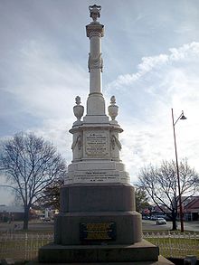 Monument erected in Mansfield, Victoria in honour of the three policemen murdered by Kelly's gang, Lonigan, Scanlon and Kennedy