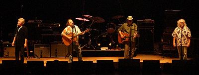 Crosby, Stills, Nash & Young (center right) perform at the PNC Arts Center, August 2006.