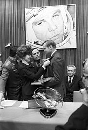 Armstrong and Valentina Tereshkova, the first woman in space, Soviet Union, 1970