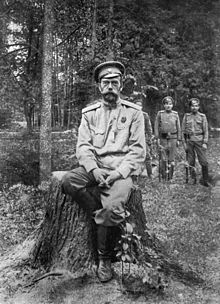 One of the last photographs taken of Nicholas II, showing him at Tsarskoye Selo after his abdication in March 1917