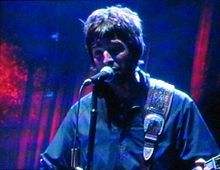 Gallagher performing with Oasis at the Shoreline Amphitheatre on 11 September 2005