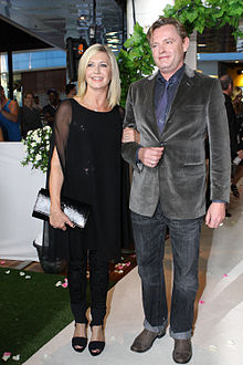Olivia Newton-John and Stephen Elliott in January 2012 at the premier of A Few Best Men in Sydney, Australia