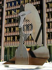 The Chicago Picasso a 50' high public Cubist sculpture. Donated by Picasso to the people of Chicago