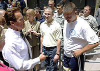 Governor Schwarzenegger during his visit to Naval Medical Center in San Diego, July 2010