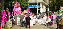 Code Pink protesting against Schwarzenegger