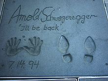 Footprints and handprints of Arnold Schwarzenegger in front of the Grauman's Chinese Theatre