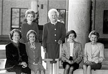 Nixon (seated second from left) attends the opening of the Ronald Reagan Library, November 1991