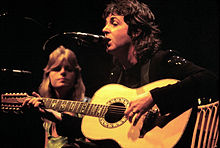 McCartney performing with wife Linda in 1976