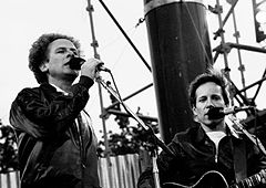 Garfunkel, left, with Paul Simon, right, performing as Simon & Garfunkel in Dublin, circa late 1970s