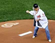Deen throwing out the first pitch at a Washington Nationals baseball game in Washington, D.C.
