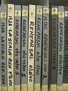 A few of the hundreds of hours of rehearsal tapes featuring Toscanini, residing in the Rodgers and Hammerstein Archive of Recorded Sound, a division of The New York Public Library for the Performing Arts