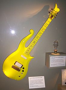 Prince's Yellow Cloud Guitar at the Smithsonian Castle. Prince can be seen playing this guitar in the "Gett Off" video.