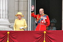 The Queen and the Duke of Edinburgh on the balcony of Buckingham Palace, June 2012