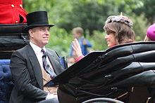 The Duke of York riding in the carriage procession at Trooping the Colour, 16 June 2012