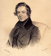 Robert Schumann, lithograph by Josef Kriehuber, in 1839