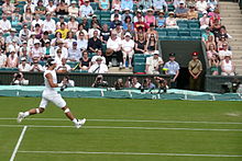 Nadal against Andreas Beck in the 2008 Wimbledon Championships first round