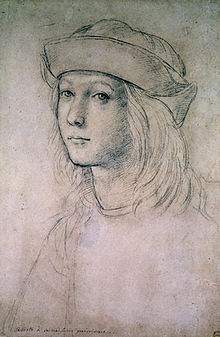 Probable self-portrait drawing by Raphael in his teens