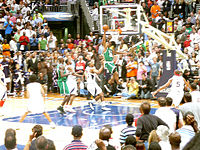 Allen dunks in Game 4 of the 2008 NBA Playoffs against the Atlanta Hawks.