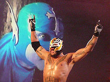 Rey Mysterio making his entry into RAW.