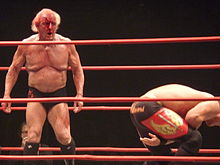 Flair wrestling Douglas Williams in the main event of TNA's Maximum Wooo! tour of Europe.