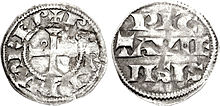 A silver denier of Richard, struck in his role as the Count of Poitiers