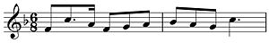Leitmotif associated with the horn-call of the hero of Wagner's opera Siegfried