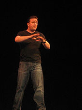 Gervais performing in 2007