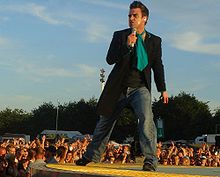 Robbie Williams in concert in Hamburg, Germany in 2006