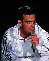 Robbie Williams at a concert in Vienna, Austria in 2006.