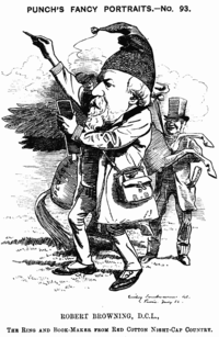 1882 caricature from Punch Magazine reading: "The Ring and Bookmaker from Red Cotton Nightcap country"