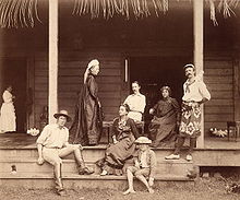 The author with his wife and their household in Vailima, Samoa, c. 1892