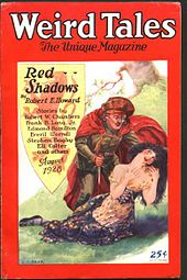 Weird Tales (August 1928) featuring "Red Shadows," the first Solomon Kane story