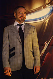 Downey promoting the film Iron Man in Mexico City, 2008.