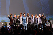 With the cast of The Avengers, Joss Whedon and Kevin Feige at the 2010 San Diego Comic-Con International.