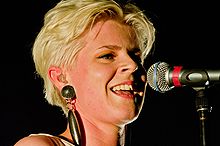 Robyn performing at Roskilde Festival 2010.
