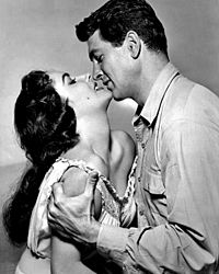 Hudson, pictured with Elizabeth Taylor in Giant (1956), the film that led to his first Academy Award nomination