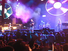 Waters (far right) performing with Pink Floyd at Live 8, 2 July 2005