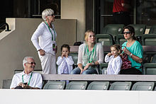 Federer's family watching him in Indian Wells, 2012.