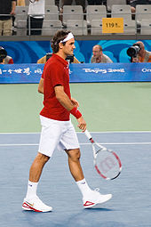 Federer at the 2008 Summer Olympics, where he won a gold medal in doubles
