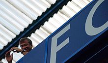 Roman Abramovich at Stamford Bridge during a 4–0 victory over Portsmouth F.C. in August 2008.